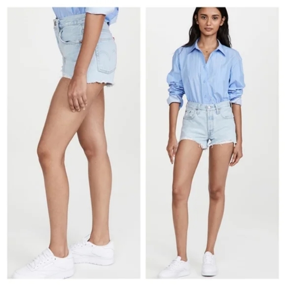 Levi's 501 Denim Shorts High Rise Button Fly Luxor - Picture 9 of 16